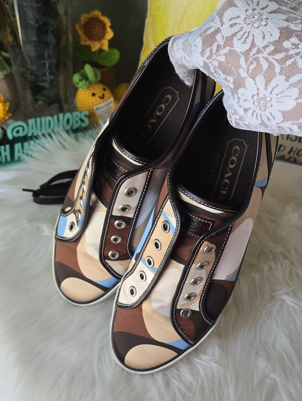 Coach DALIA Scarf Print Women's Slip-On Canvas Sneakers in Multicolor Pattern - Picture 12 of 16